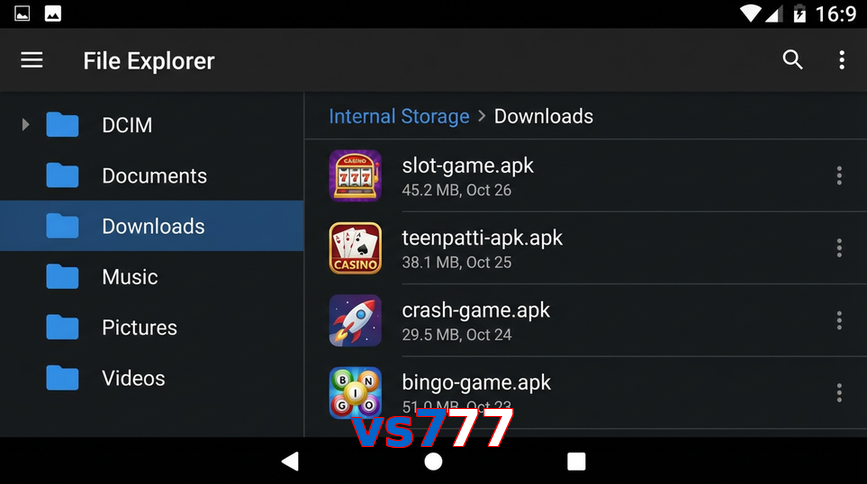 Main screen of Vs777 gameapk page for PK players