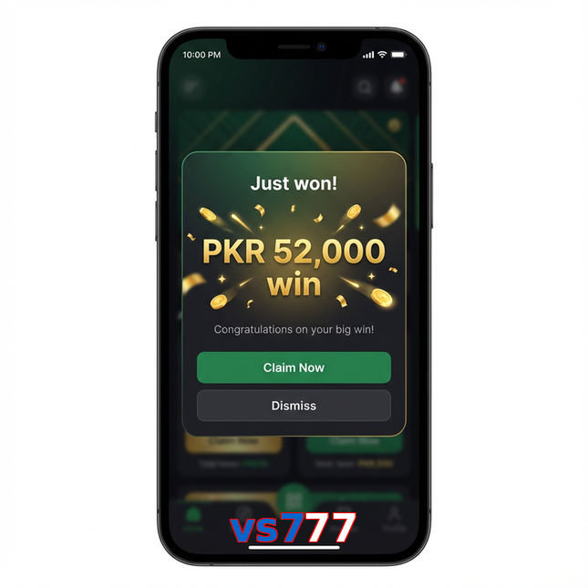 Main screen of Vs777 win page for PK players